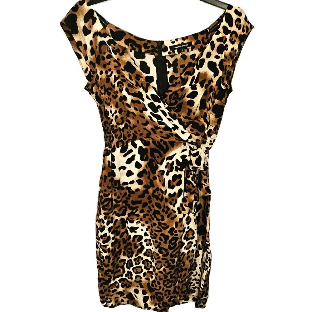 NANETTE LEPORE  LUSCIOUS  100% SILK ANIMAL PRINT DRESS  SIZE 2 - Picture 3 of 14
